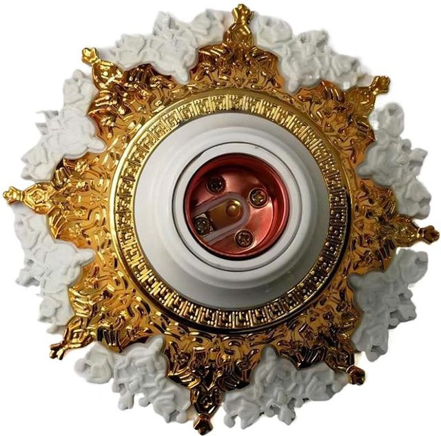 BigBee E27 Glühbirnen Fassung mit Blütenblatt Relief und Art Nouveau Design in Gold/Messing - Bild 1