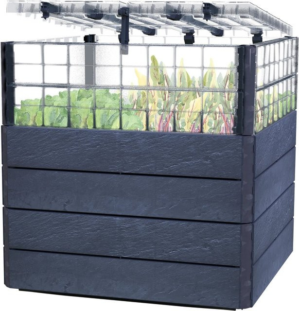 Garantia Hochbeet-System Turbo Plus L Ergo Quadro in Anthrazit, B/T/H: 80 x 80 x 80 cm - Bild 1