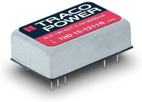 TracoPower THD 15-4822N DC/DC-Wandler, Print 48 V/DC zu 12 V/DC und -12 V/DC, 2 Ausgänge, 625mA, 15W, Farbe: Silber - Bild 1