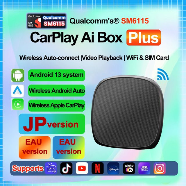 EzoneTronics Android 13 Box mit 8GB RAM und 128GB Speicher, Schwarz, unterstützt Netflix, YouTube, kabelloses CarPlay, Android Auto, 4G LTE und GPS - Bild 1