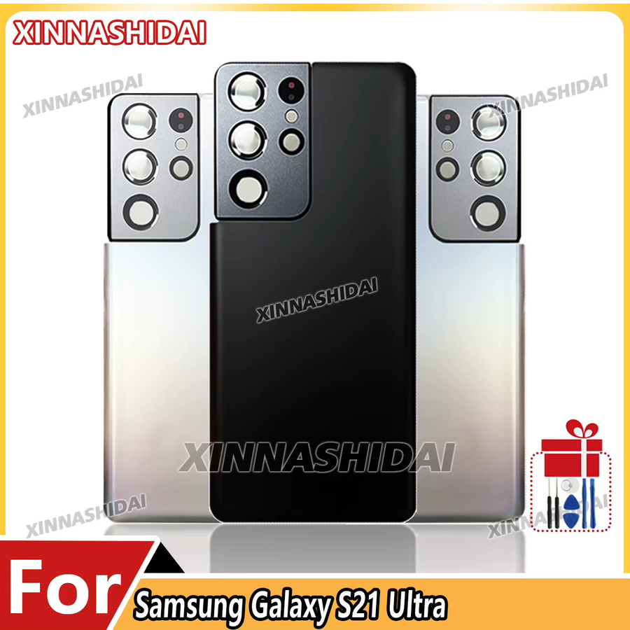 UNAZIPCA Ersatzgehäuse für Samsung Galaxy S21 Ultra mit Batterie-Rückabdeckung aus Glas und Kamera-Rahmen in Weiß - Bild 2