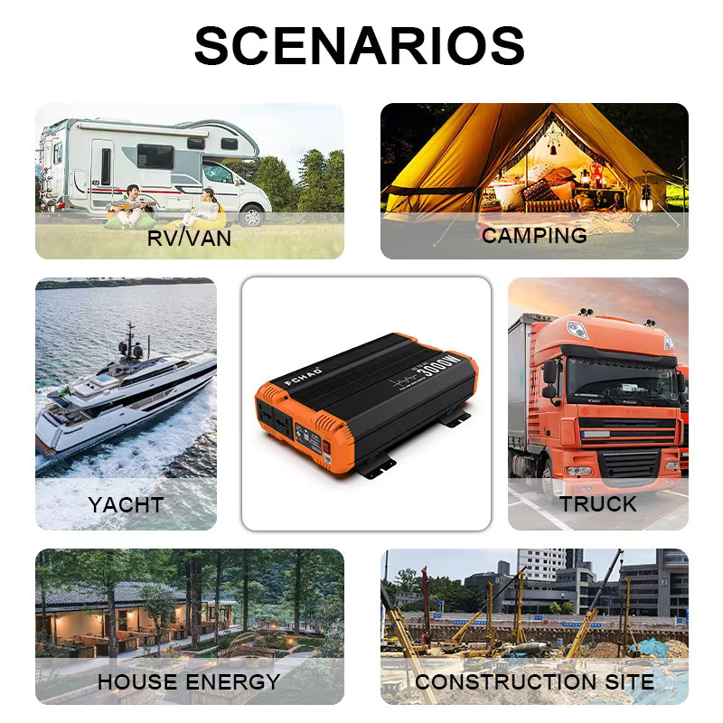 FCHAO Reiner Sinus-Wechselrichter mit LCD-Display für Camping und Wohnmobil, Stromwandler von 12 V, 24 V oder 48 V auf 220 V / 230 V - Bild 3