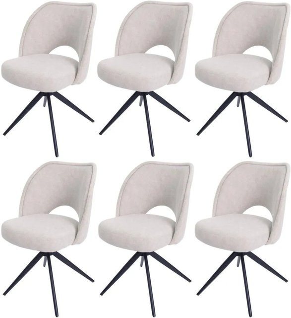 6er-Set MCW Esszimmerstuhl N72 in Beige, drehbar mit Auto-Return Funktion, Polsterstuhl aus Textilstoff mit Öko-Tex Zertifizierung - Bild 2