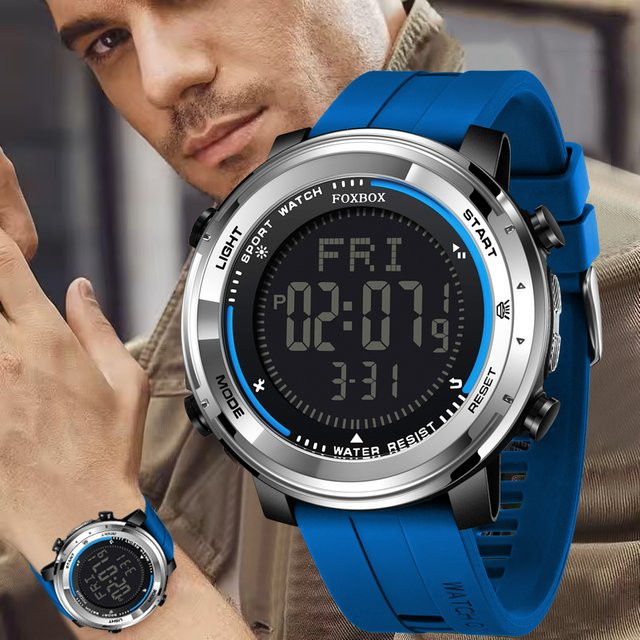 FOXBOX Digitaluhr, Silikon, Schwarz, Herren - Bild 1