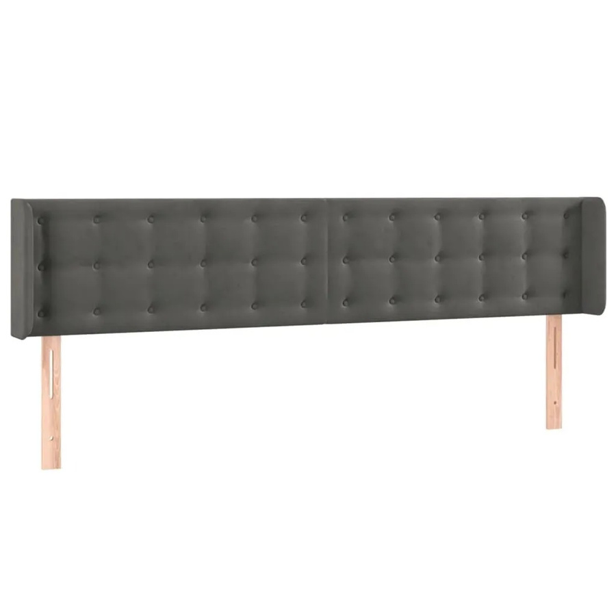 vidaXL LED Kopfteil aus Samt in Dunkelgrau mit USB-Ladeport und integrierter Beleuchtung, B: 163 cm, T: 16 cm, H: 78-88 cm - Bild 2