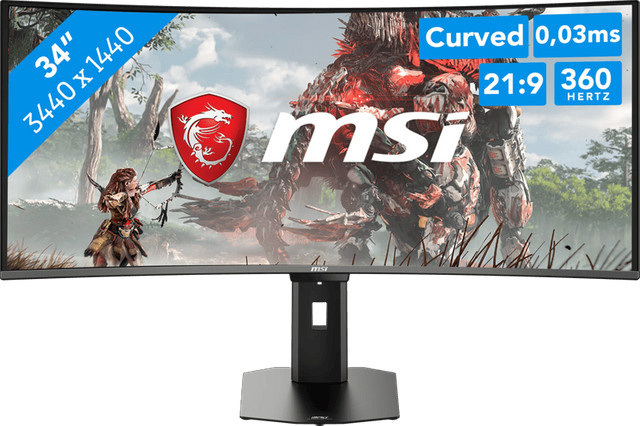 MSI MPG 341CQRDE X36 QD-OLED Curved Gaming Monitor, 34 Zoll, UWQHD, 360 Hz, Schwarz - Bild 1