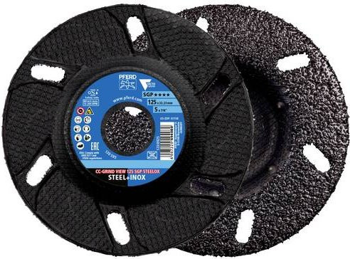 PFERD CC-GRIND VIEW SGP STEELOX Schleifscheibe für Stahl und Edelstahl, Farbe: Schwarz, Durchmesser: 125 mm, Bohrungs-Ø: 22,23 mm - Bild 1