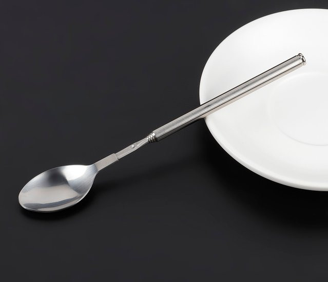 Qiilu Teleskopischer Cocktail-Rührlöffel aus Edelstahl in Silber, Länge: 62 cm - Bild 1