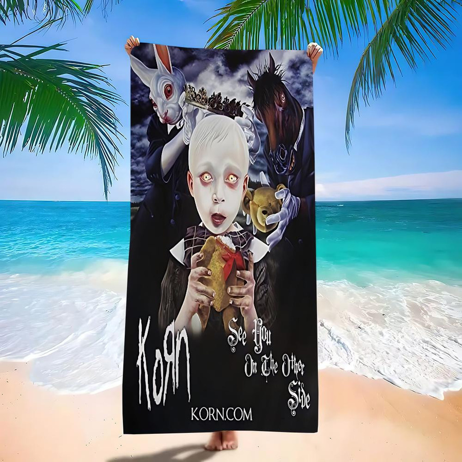 K-Korn Rockband Mikrofaser Strandtuch, Saugfähig und Schnelltrocknend, Multicolour, B/H: 30 x 60 cm - Bild 2