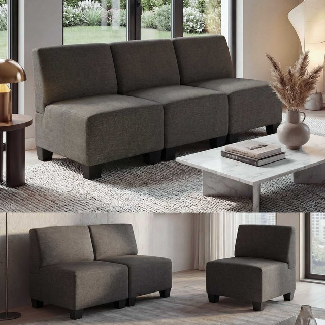 MCW Modular 3-Sitzer Sofa Moncalieri in Braun ohne Armlehnen mit Stoffbezug, B/T/H: 171 x 72 x 76 cm - Bild 3