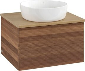V&B Waschtischunterschrank Antao mit Frontstruktur in Walnut, B/T/H: 60 x 36 x 50 cm - Bild 1