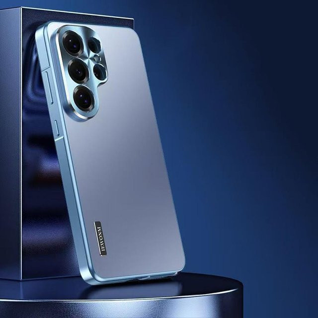 Magnetische Handyhülle aus Aluminiumlegierung für Samsung Galaxy S25 S24 S23 S22 S21 Ultra Plus mit Kameraschutz in Blau - Bild 1