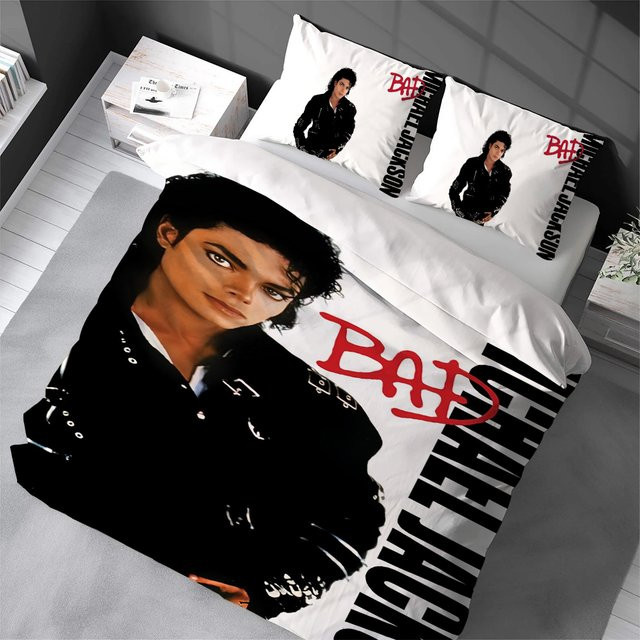 Singer M-Michael Jackson Dangerous Bettbezug-Set aus weißer Baumwolle, 3-teilig - Bild 1