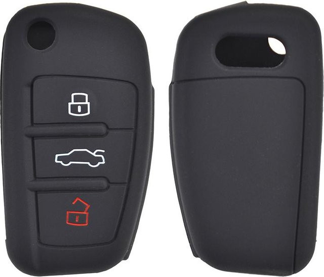 XUKEY Silikon-Autoschlüsselgehäuse für Audi A1 S1 A3 S3 A4 A6 RS6 TT Q3 Q7, 3 Tasten, Schwarz - Bild 1