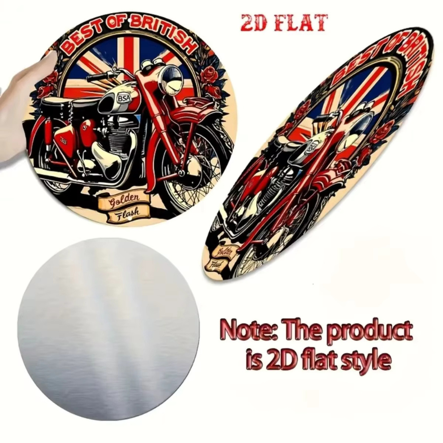 Vintage BSA Metallschild von CIFBUY mit Golden Flash und Union Jack Design in Gold und Multicolour, runde Wanddekoration, Durchmesser: 20 cm - Bild 5