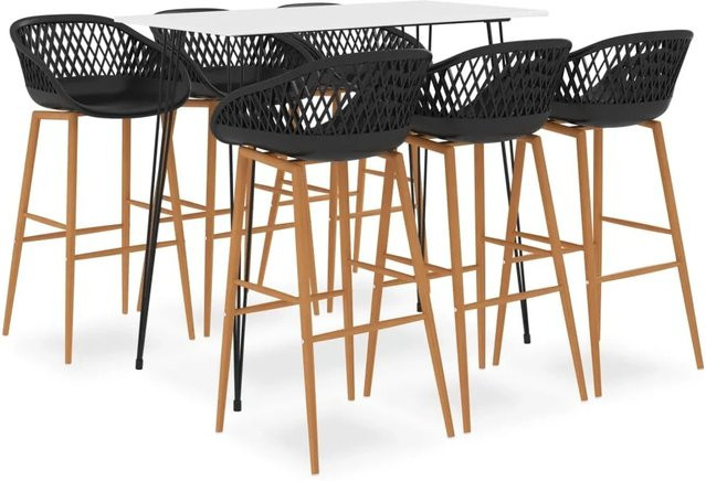 vidaXL 7-tlg. Bar-Set modern in Weiß und Schwarz aus MDF und Metall - Bild 1