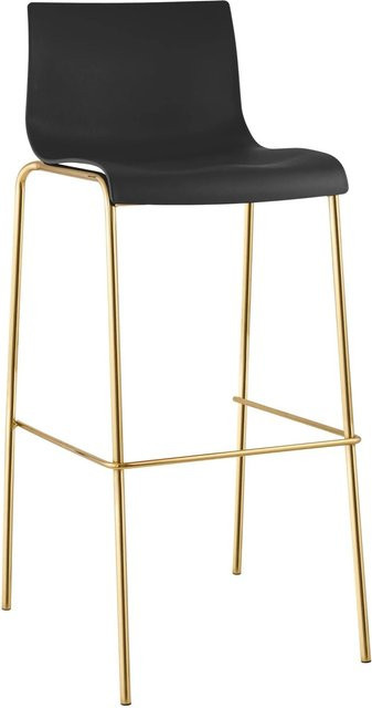DELUKE Barhocker TENAR Barstuhl mit Lehne aus Kunststoff und Metall in Schwarz und Gold, B/T/H: 43 x 48 x 100 cm - Bild 1