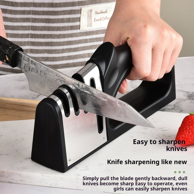 DUTRIEUX 4-in-1 Messer- und Scherenschärfer in Schwarz aus ABS-Kunststoff mit rutschfester Basis - Bild 1