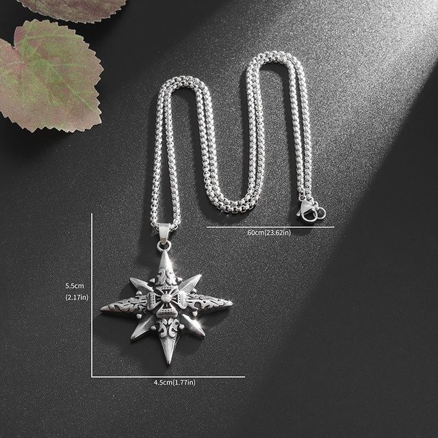 Five Star Halskette mit Anhänger, Edelstahl, Schwarz, Herren, Unisex - Bild 1