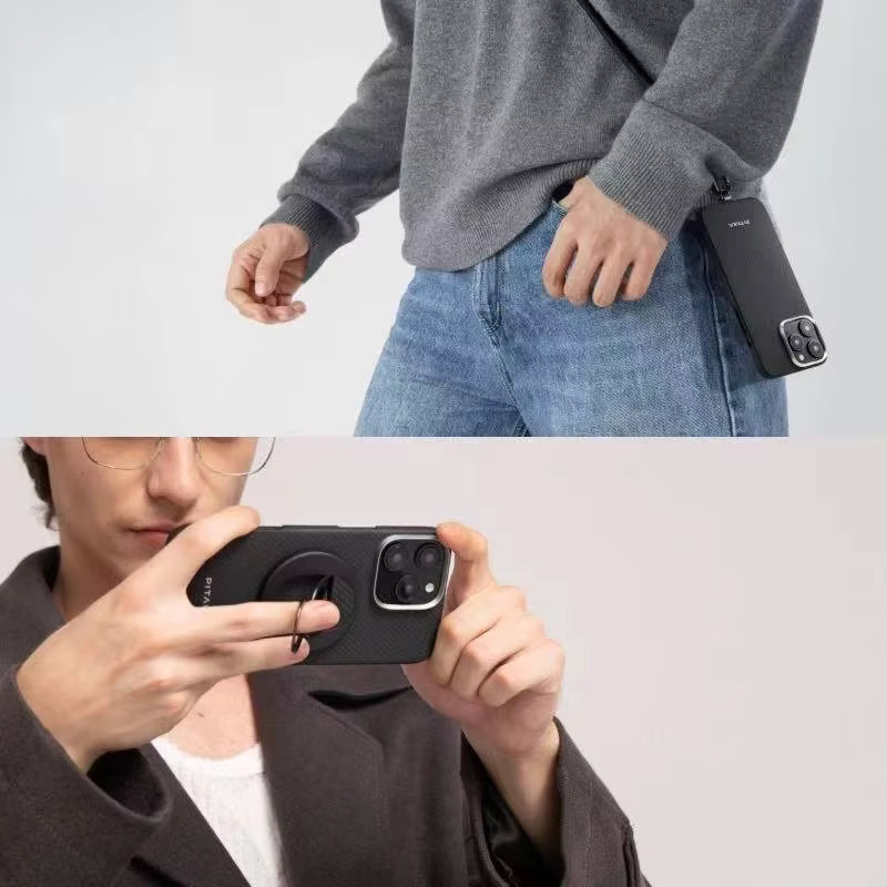PITAKA Schutzhülle für iPhone 16 Pro Max mit Kohlefaser-Rückseite in Schwarz - Bild 2