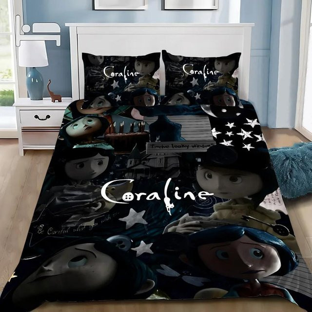 JMG Household Supplies Bettwäsche-Set mit Cartoon-Motiv in Korallfarben, bestehend aus Bettbezug und Kissenbezug aus Mikrofaser, Breite: 155 cm, Höhe: 220 cm - Bild 1