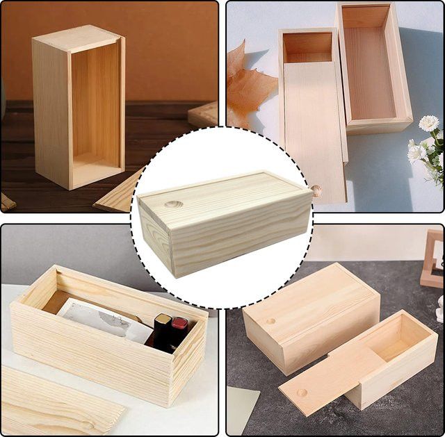 LEENKEA Kiefer Holz Aufbewahrungsbox mit ausziehbarer Schiebeabdeckung B/T/H: 14,5 x 7,5 x 4,5 cm - Bild 1