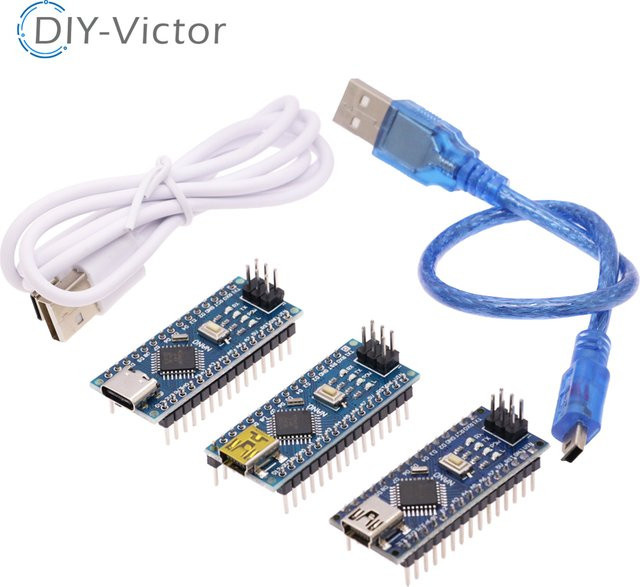 Mini Arduino Nano Controller Board ATmega328P mit USB-C und CH340C Treiber in Blau - Bild 1