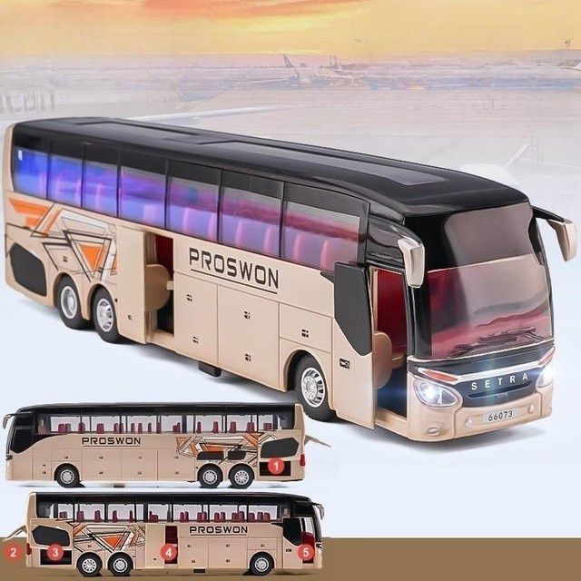 Linyi toy car Luxus-Bus, Spielzeugauto, Metall, 1:50, mit Licht und Sound, ab 14 Jahre - Bild 1