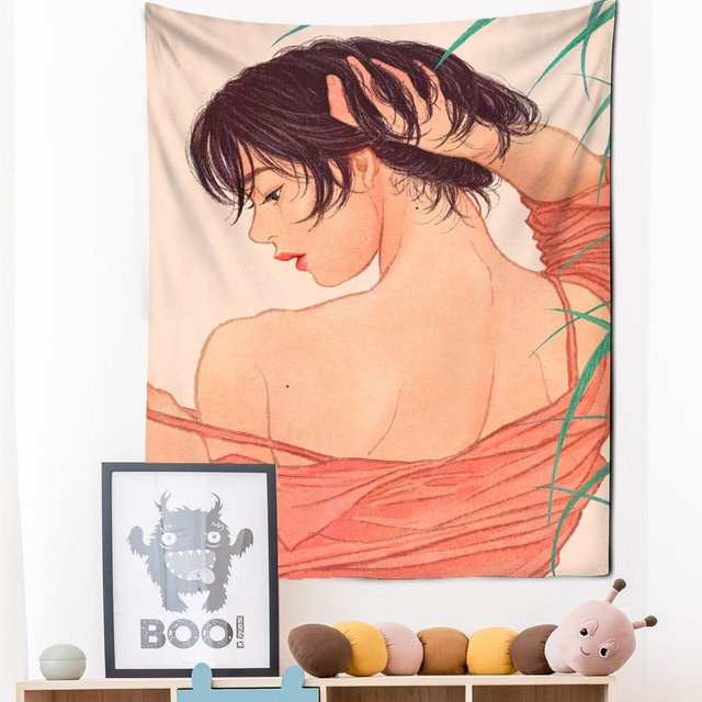 Personalisierter Wandteppich Super Six in Beige mit Abstract Angel Motiv, B: 95 cm, H: 70 cm - Bild 1