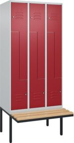 C+P Z-Spind Classic PLUS Sitzbank mit 6 Fächern, Buche-Hartholz und Zylinderschloss, B/T/H: 212 x 90 x 81,5 cm - Bild 1