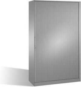 C+P Aktenschrank Asisto mit Rollladen in Weißaluminium, 5 Ordnerhöhen, höhenverstellbare Regalböden, H: 198,0 cm, B: 120,0 cm, T: 43,5 cm - Bild 1