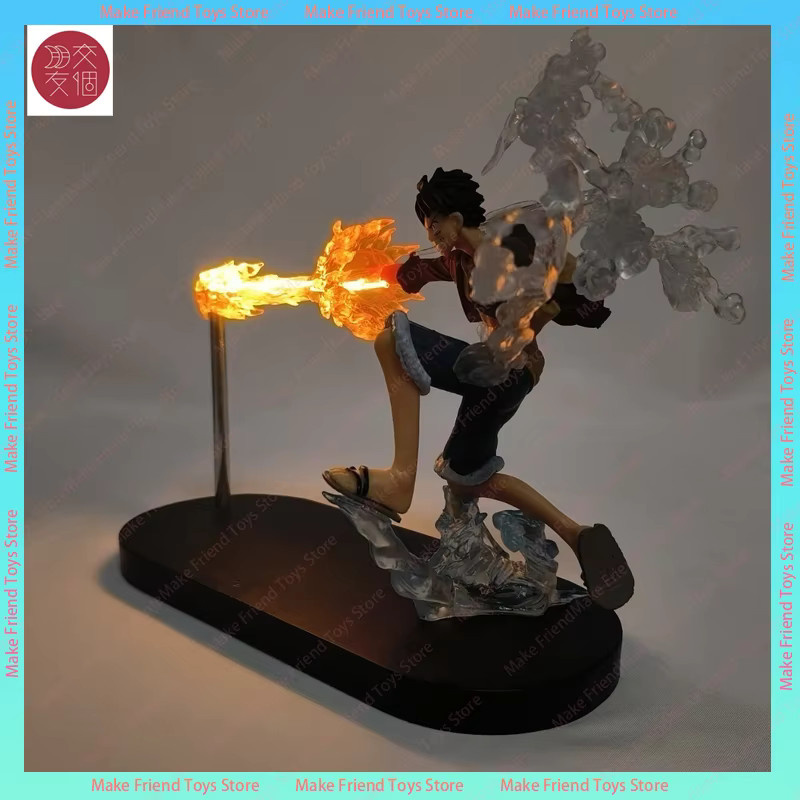 Bandai One Piece Ruffy Ace LED Nachtlicht, Lampe mit Holzsockel - Bild 1