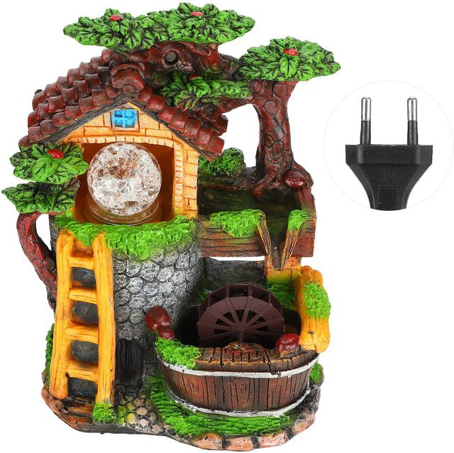 Aimo Tischbrunnen Dekoration mit LED-Licht aus Harz in Mehrfarben für Indoor und Feng Shui - Bild 1