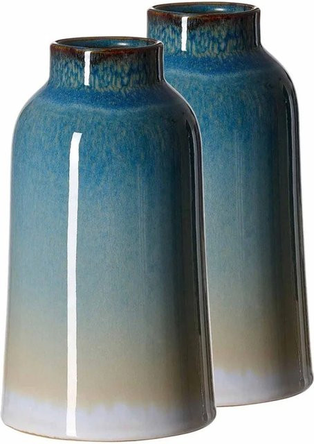 Ritzenhoff & Breker Leria Vase 2er Set aus Keramik in Blue, Sand und White, Höhe: 20 cm - Bild 1
