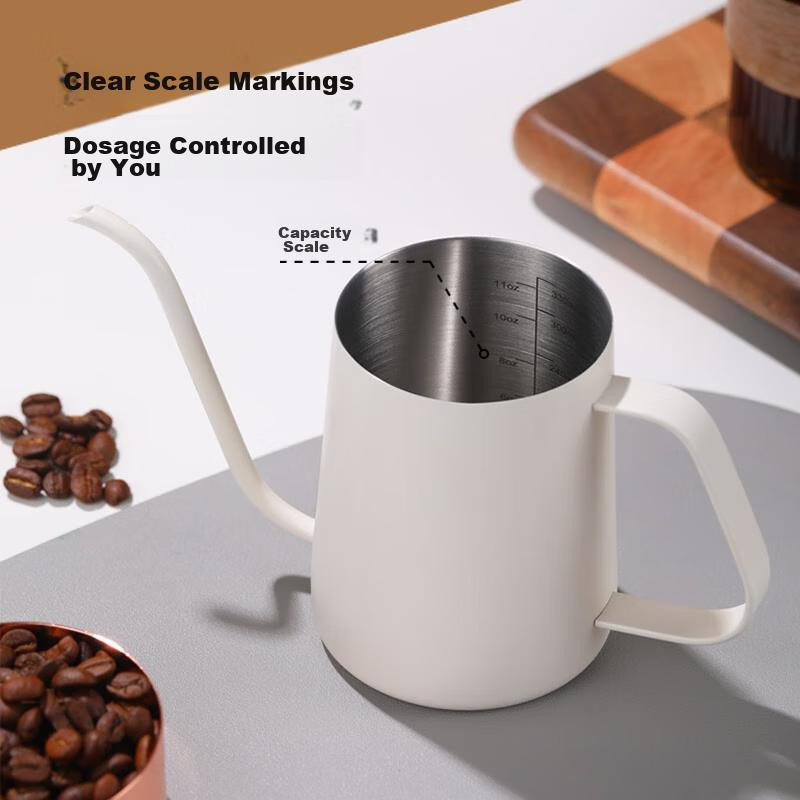 Casa Mart Pour-Over Kaffeebereiter aus Edelstahl mit langem Ausguss, 350 ml, Off-White weiß - Bild 2