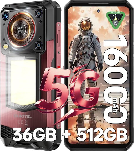 Oukitel WP56 5G Smartphone mit 512 GB Speicher, 16000 mAh Akku, 6,8 Zoll Display und 108 MP Kamera in Rot - Bild 1