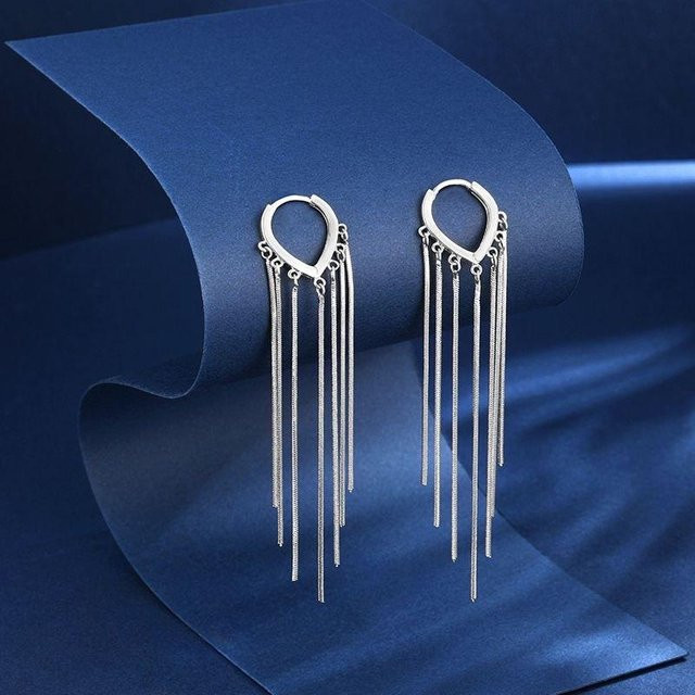 Lucky Star Jewelry Ohrringe, 925 Silber, Herz, Quaste, Damen - Bild 1