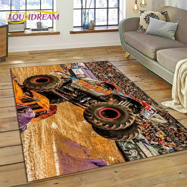 Karpetti Monster Jam Cartoon Teppich für Kinderzimmer und Wohnzimmer, Mehrfarbig, B/T: 80 x 120 cm - Bild 1