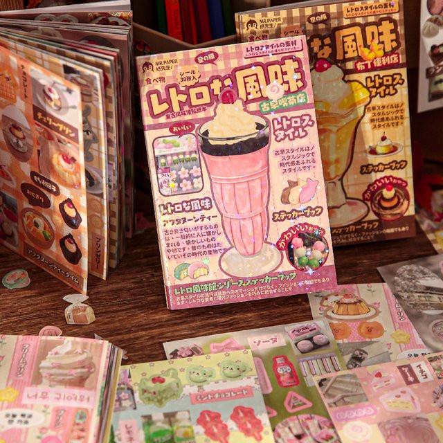 Retro Manga und Dessert Aufkleber im japanischen Vintage-Stil für Scrapbooking und DIY-Handwerk, Mehrfarbig - Bild 1