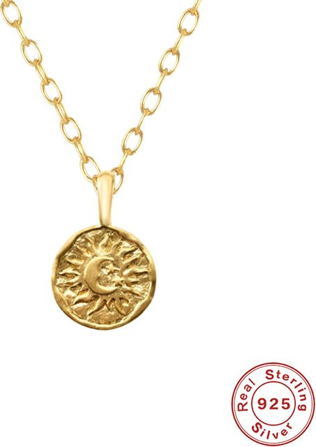 AIDE Halskette 925 Silber, Mond, Sonne, Damen, Vintage - Bild 1