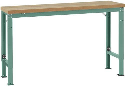 Manuflex Werkbank Grundmodul TP6034.0001 höhenverstellbar in Grau und Grün aus Stahl und Holz, B/T/H: 200 x 60 x 104 cm - Bild 1