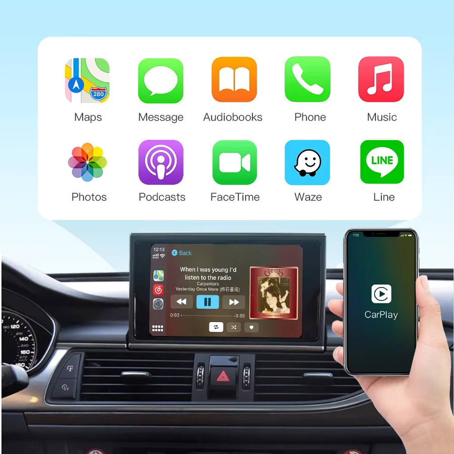 AUTOABC Kabelloses CarPlay und Android Auto Interface für Audi A6 S6 A7 C7 inklusive Mirror Link, AirPlay und Rückfahrkamera - Bild 2