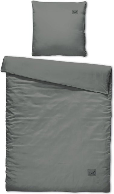 Bettwäsche SANSIBAR Leinen Look aus Baumwolle in Grau mit Bettbezug und Kissenbezug, B/H: 155 x 220 cm und 80 x 80 cm - Bild 1