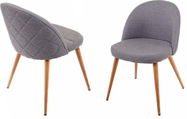 2er-Set MCW Esszimmerstuhl D53 im Retro 50er Jahre Design mit Rautenoptik aus Stoff in Dunkelgrau - Bild 1