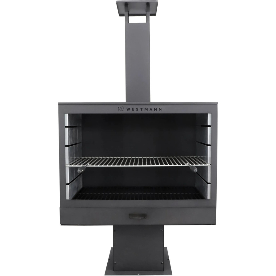 Westmann Grill- und Gartenkamin aus Metall in Schwarz, B/H/T: 90 x 160 x 41 cm - Bild 2