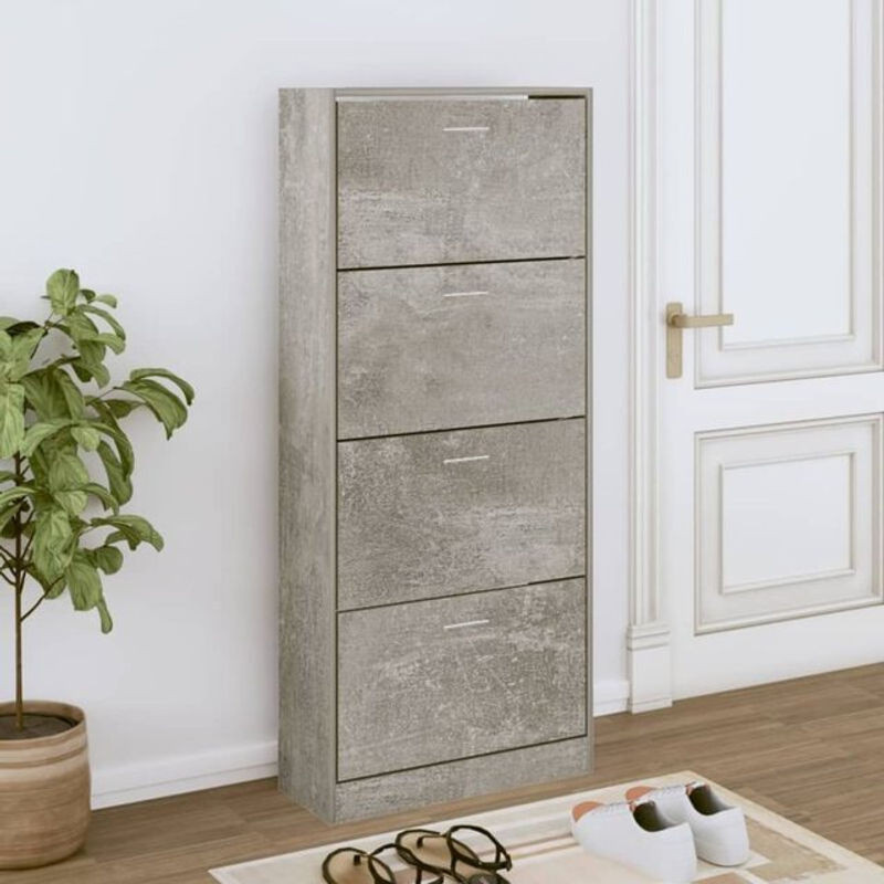 Modernes Vidaxl Schuhschrank aus Holzwerkstoff in Grau mit Klappentüren, B/T/H: 63 x 24 x 147 cm - Bild 1