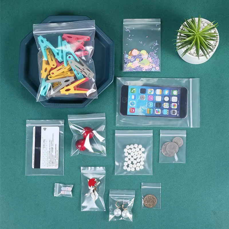 Transparente Kunststoff-Aufbewahrungsbeutel mit Reißverschluss, wiederverschließbare Druckverschlussbeutel für Schmuck und Lebensmittel, Weiß - Bild 2