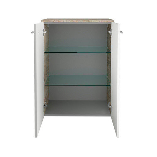 Fackelmann Doppel-Midischrank B.Style für das Badezimmer, Eiche-weiß, 2 Türen mit Soft-Close, B/H/T: 60,2 x 82,6 x 32 cm - Bild 2