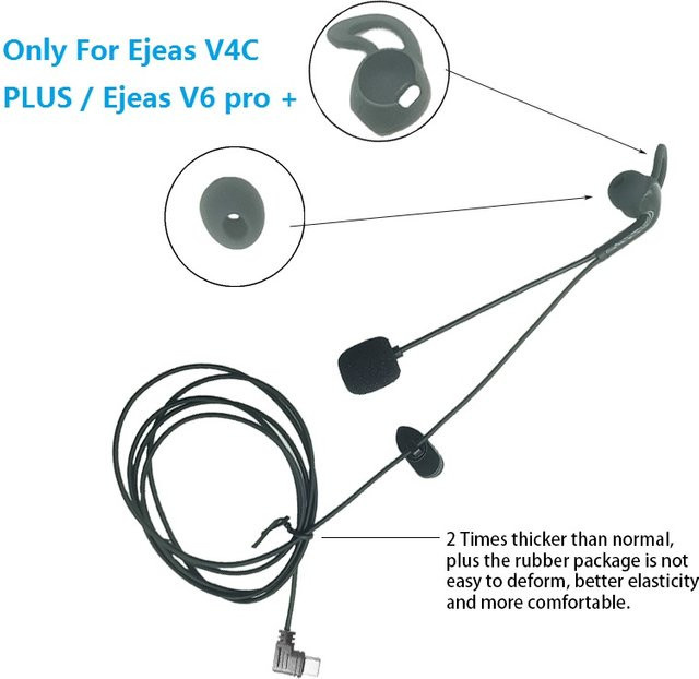 EJEAS Typ-C In-Ear Kopfhörer Headset für V4C Plus und V6 PRO+ in Schwarz - Bild 1