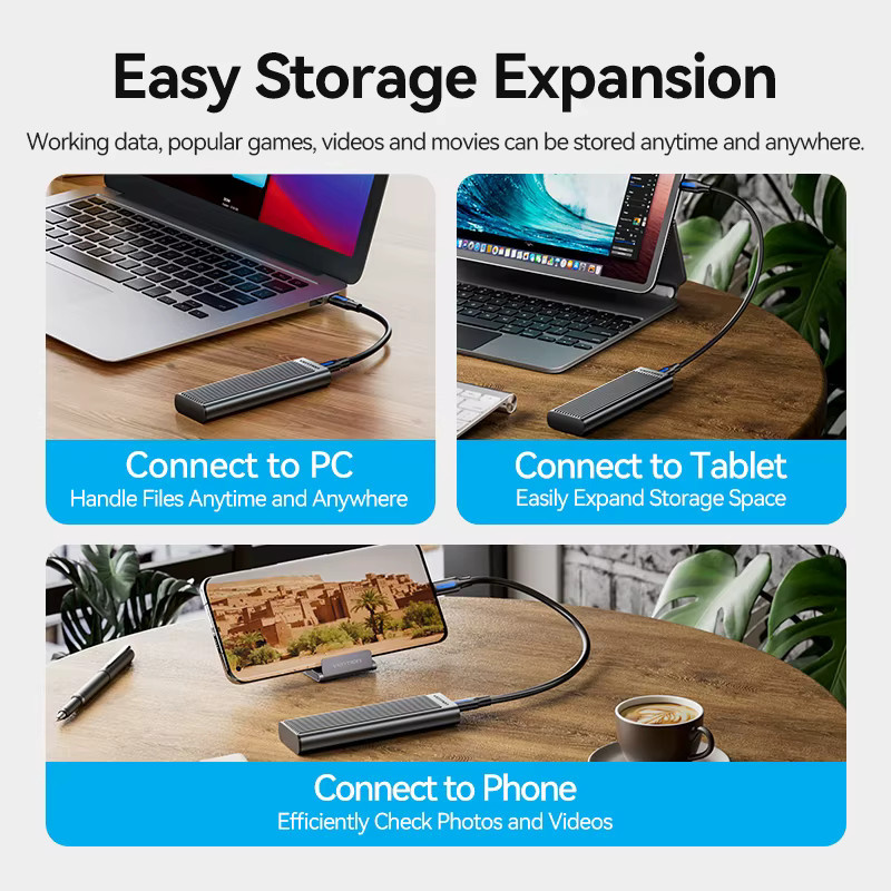 Vention M2 SSD-Gehäuse für M.2 NVMe und SATA SSDs mit USB-C und 10 Gbit/s Übertragungsrate - Bild 6